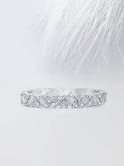 Baguette & Round Cut Moissanite Cluster Diamond Wedding Band Mapple Gems